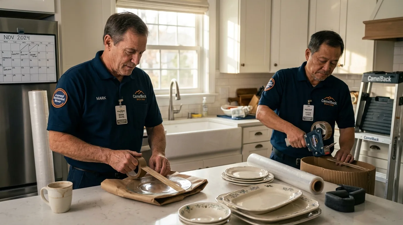 Professional crew packing kitchen dishware in Vallejo, CA